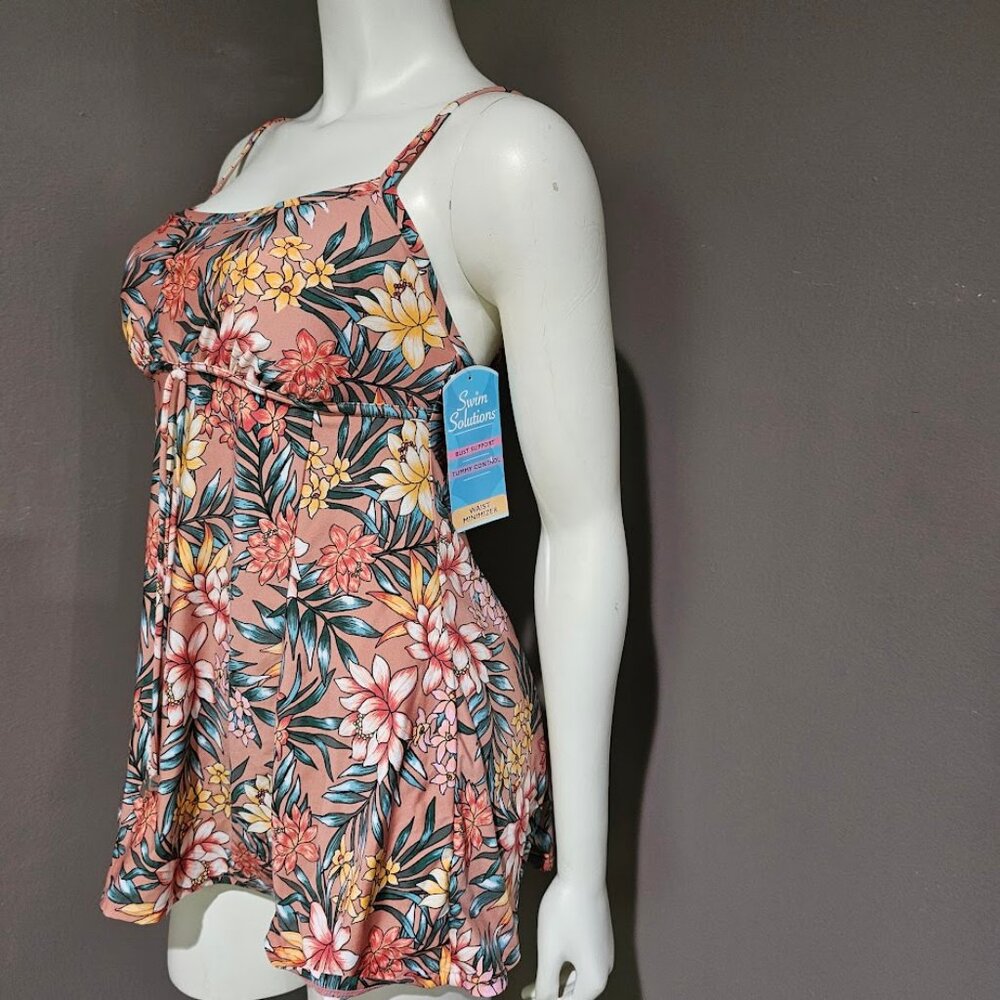 Swim Solutions Tummy-Control Empire Waist Swimdress - Picture 4 of 15